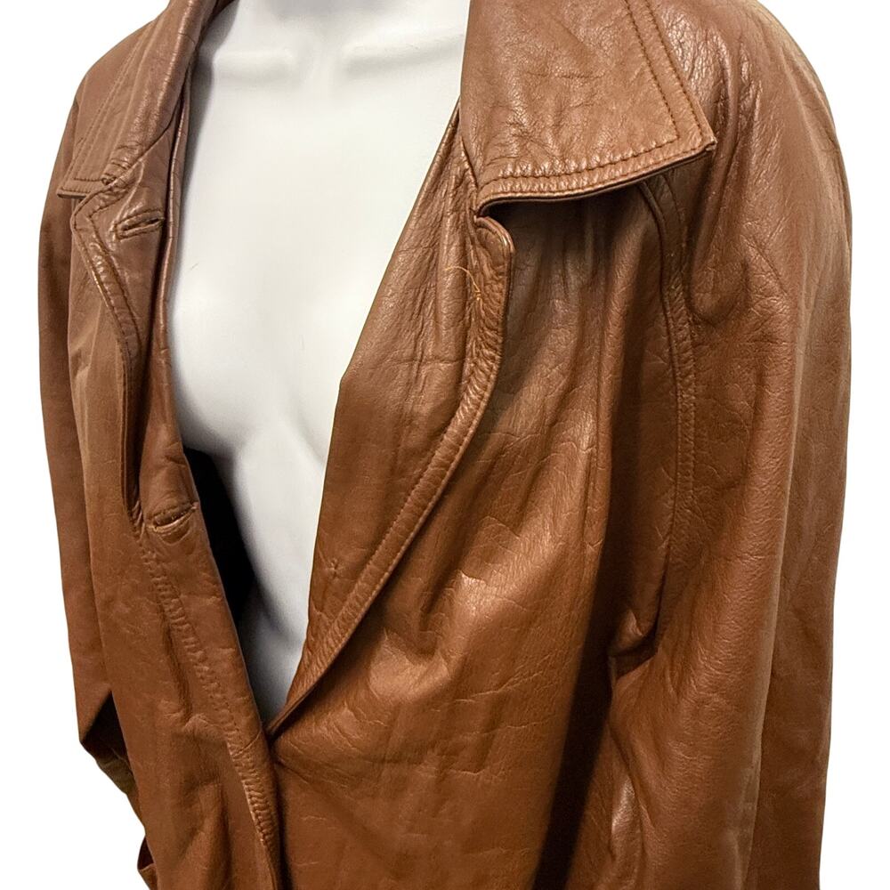 VTG 90's Blair Boutique Brown Leather Coat jacket Unisex Womens 3X Mens 2X - Picture 4 of 4